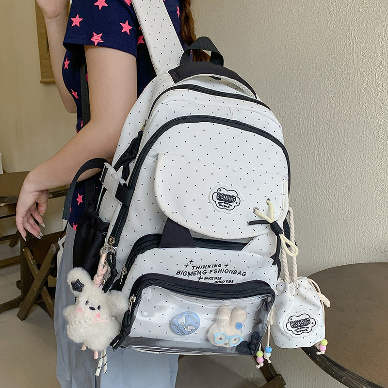 Polka Dot Design Backpack with Multiple Compartments Stornfield