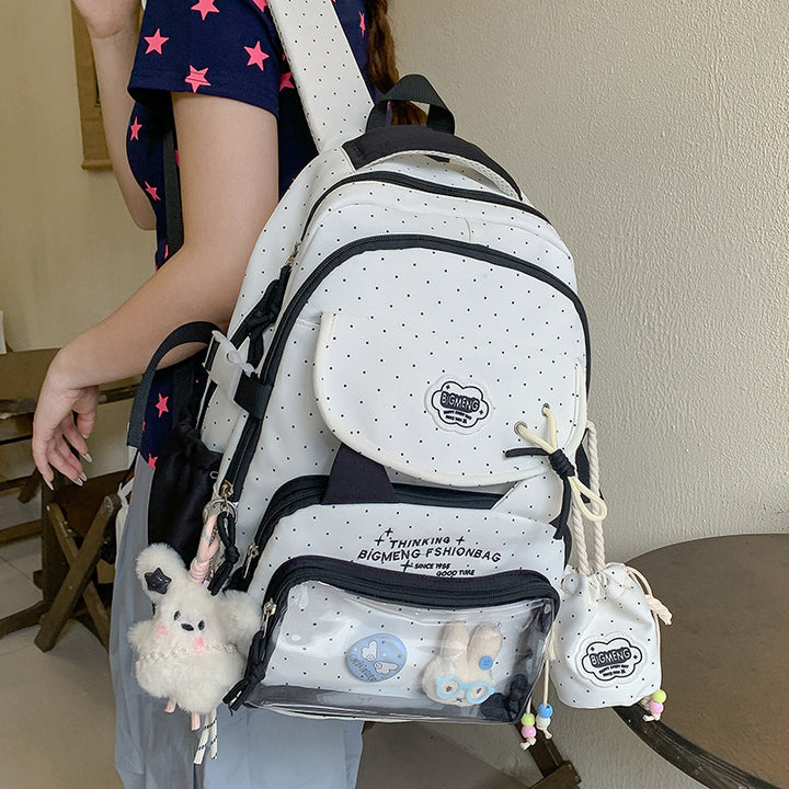 Polka Dot Design Backpack with Multiple Compartments Stornfield