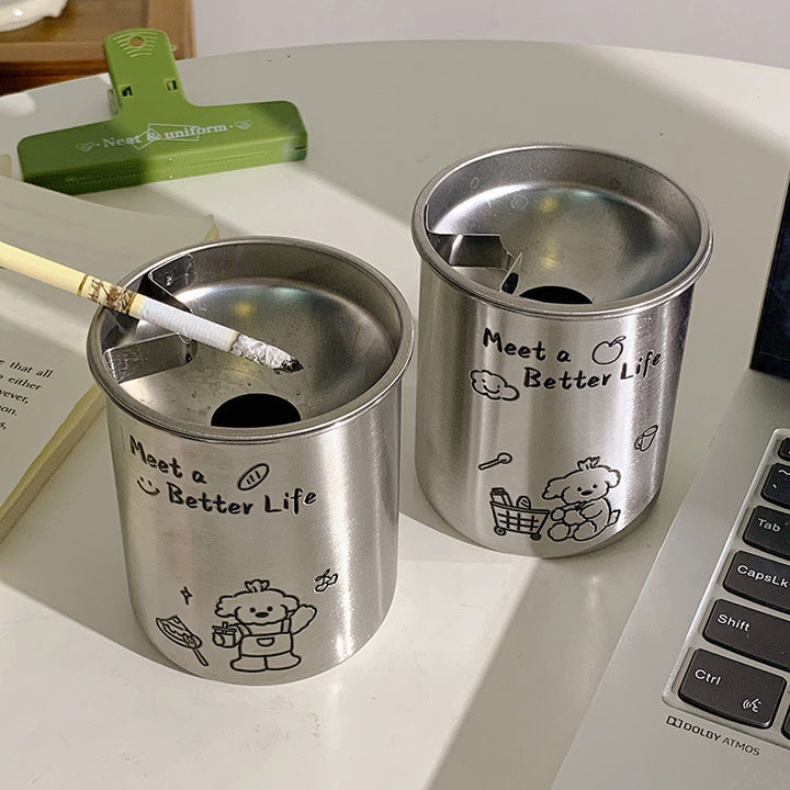 Stainless Steel Ashtray with Cute Animal Motif Stornfield