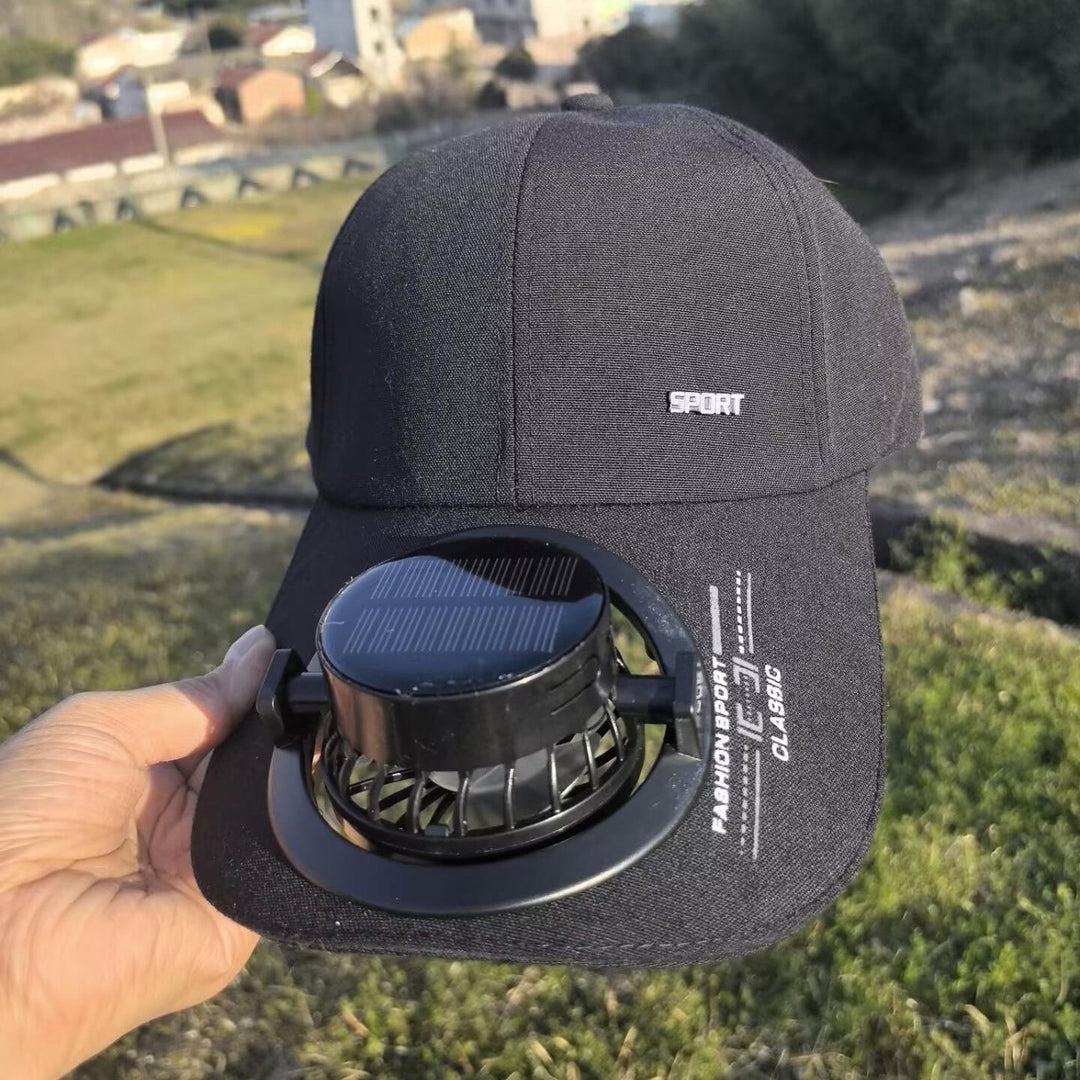 Portable solar-powered USB-C fan with digital battery indicator Stornfield
