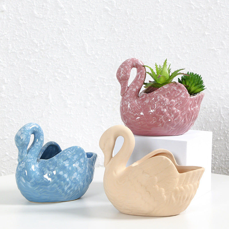 Decorative Ceramic Swan Planter Stornfeild