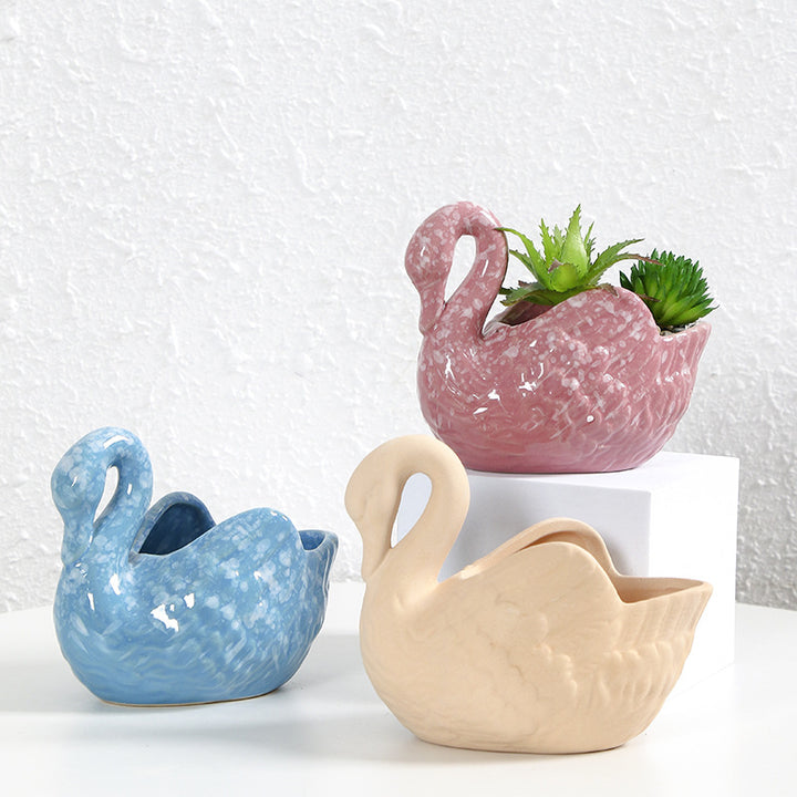 Decorative Ceramic Swan Planter Stornfeild