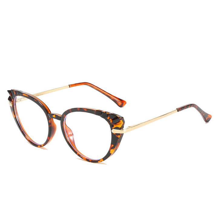 Women's Cat-Eye Prescription Glasses with Glossy Plastic Frame and Gold Accents Stornfield