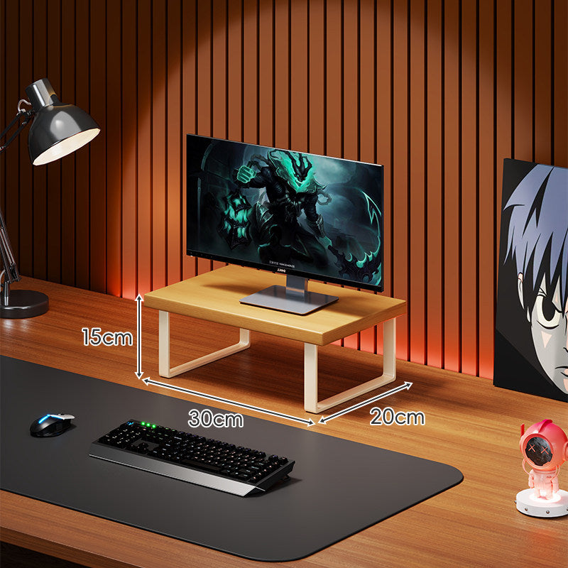 Solid Wood Monitor Riser with Minimal U-Frame Metal Legs