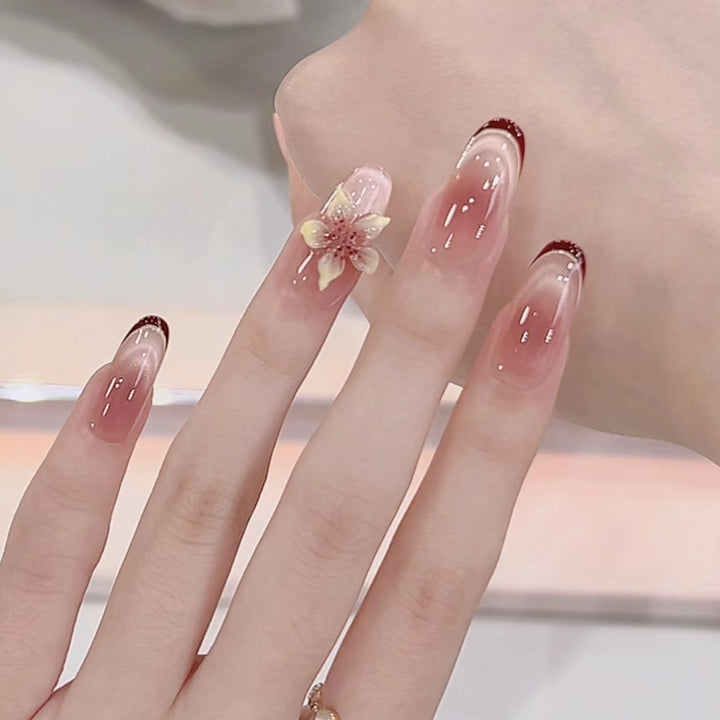 Elegant Floral Acrylic Nail Art Extensions