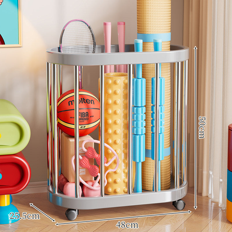 Vertical Rolling Sports Equipment Storage Caddy with Open-Bar Frame and Swivel Casters