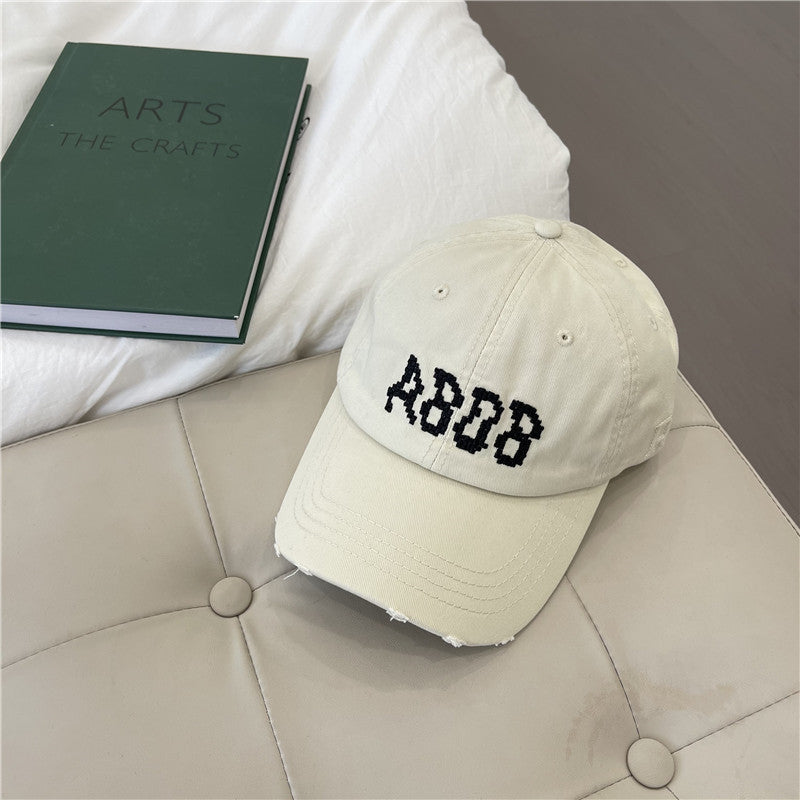 Women's Distressed Cotton Baseball Cap with Graphic Detailing Stornfield