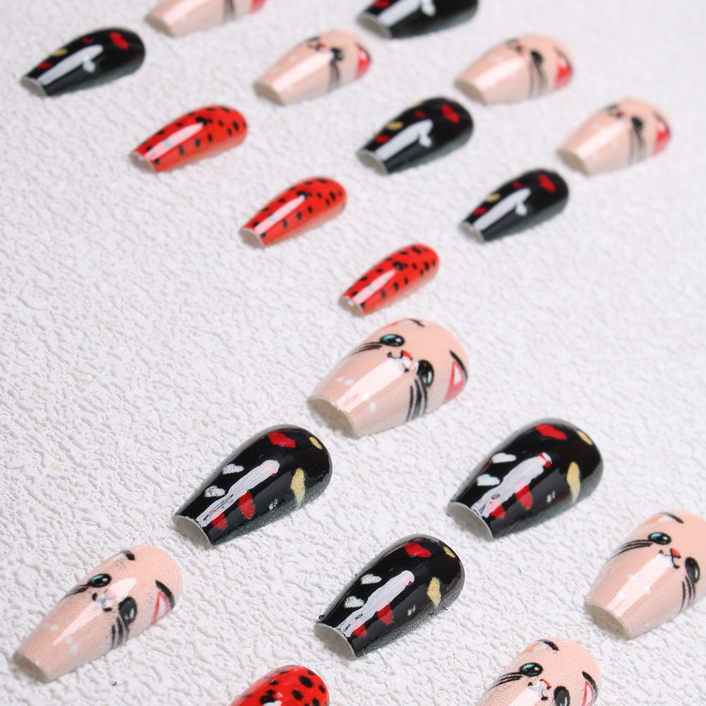 Playful Cat-Themed Press-On Nails Stornfield