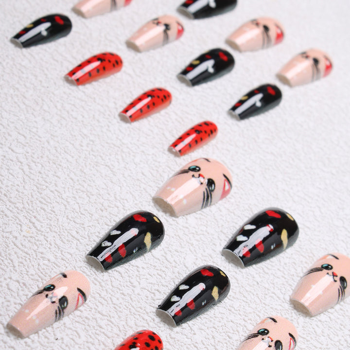 Playful Cat-Themed Press-On Nails Stornfield