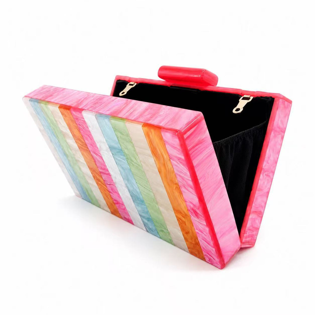 Geometric Multi-Color Acrylic Clutch