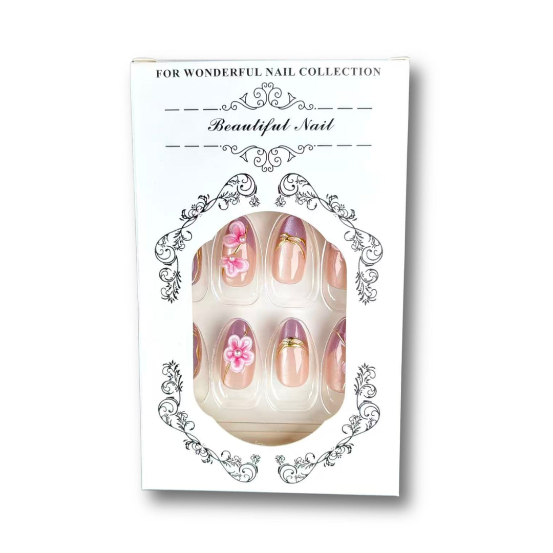 Elegant Floral-Designed Press-On Nail Set