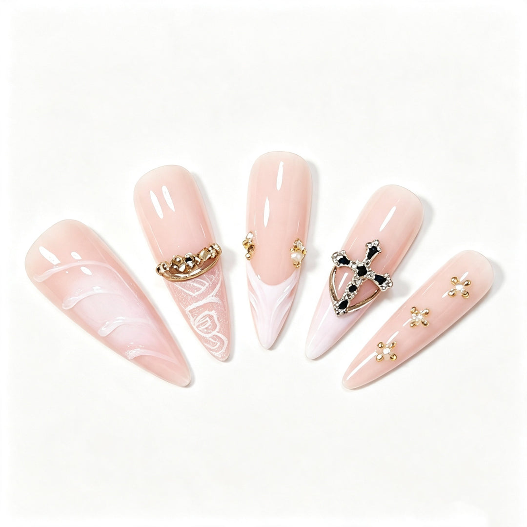Elegant Stiletto Nail Art Tips with Embellishments Stornfield