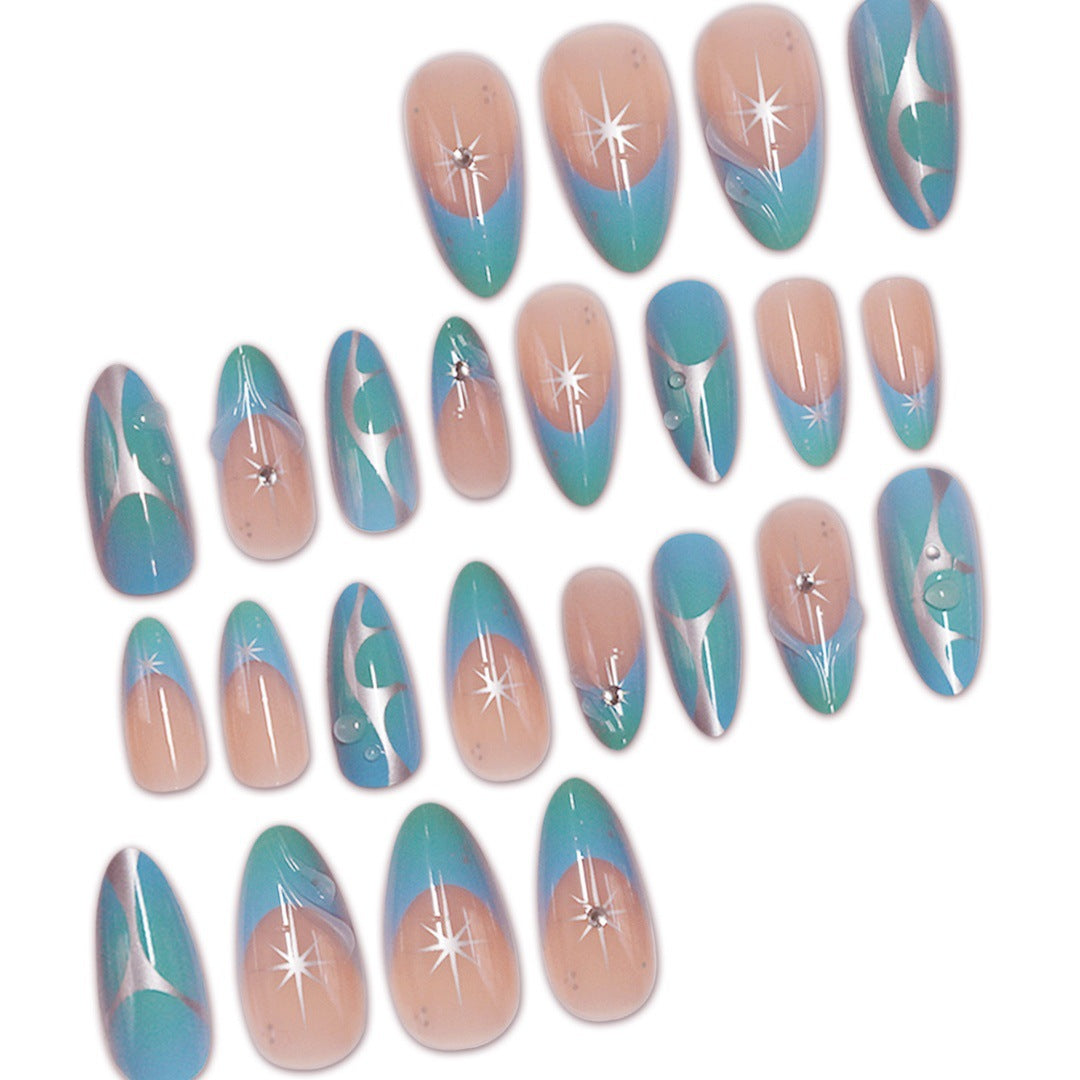 Artistic Stiletto Press-On Nail Extensions with Unique 3D Design Stornfield