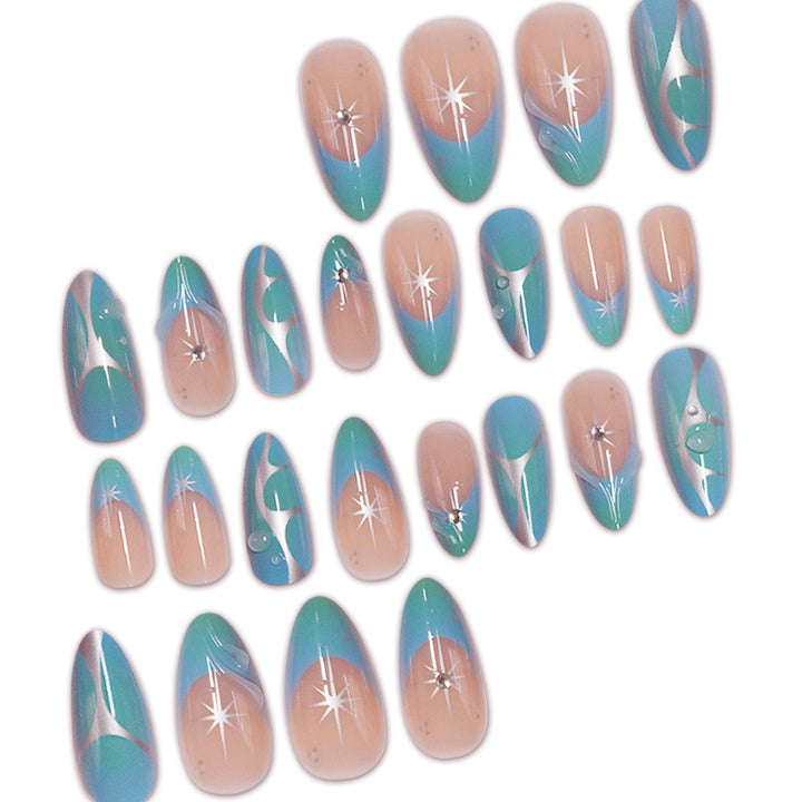 Artistic Stiletto Press-On Nail Extensions with Unique 3D Design Stornfield