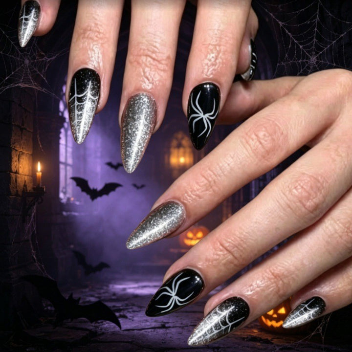 Halloween-Themed Spider Web Press-On Nails Stornfield