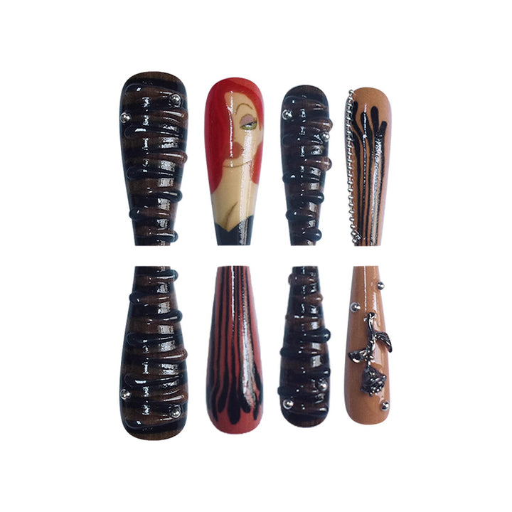 Artistic Character-Themed Press-On Nails Stornfield