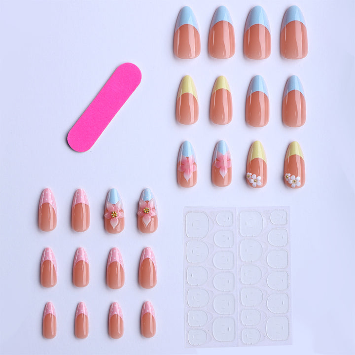 Elegant Artificial Nails with Floral Accents Stornfield
