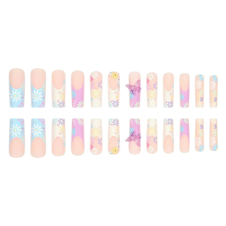 Artificial nails with floral patterns and 3D decorations Stornfield