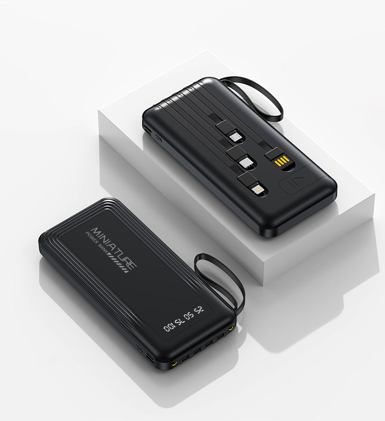 Compact power bank with integrated cables and digital charging display Stornfield