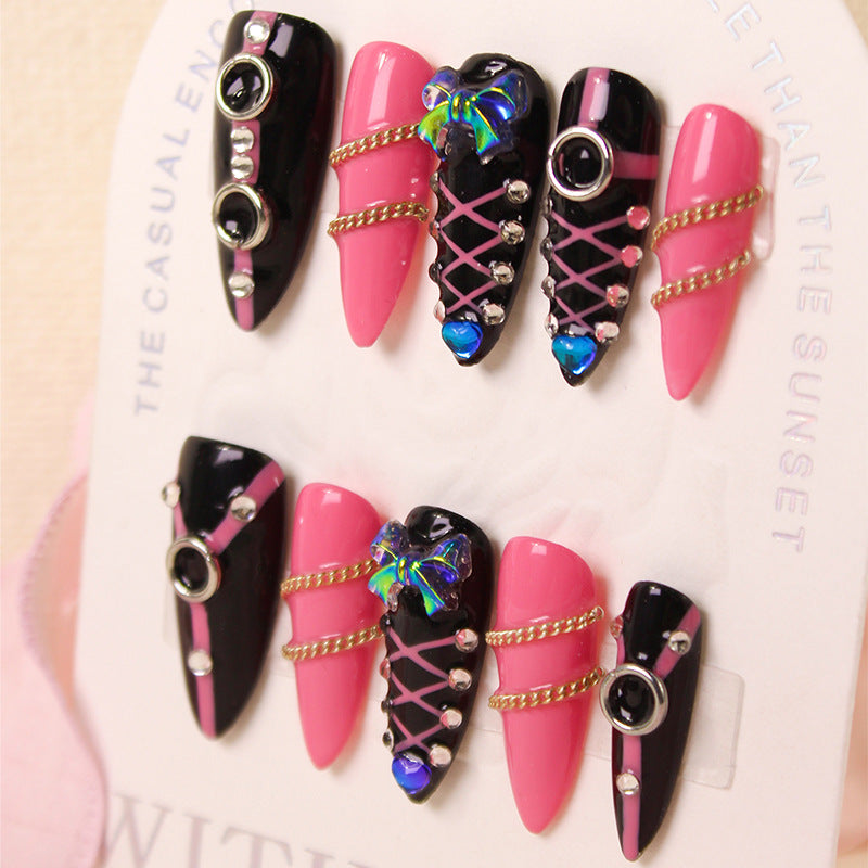 Acrylic nail set with glamorous accents and creative designs Stornfield