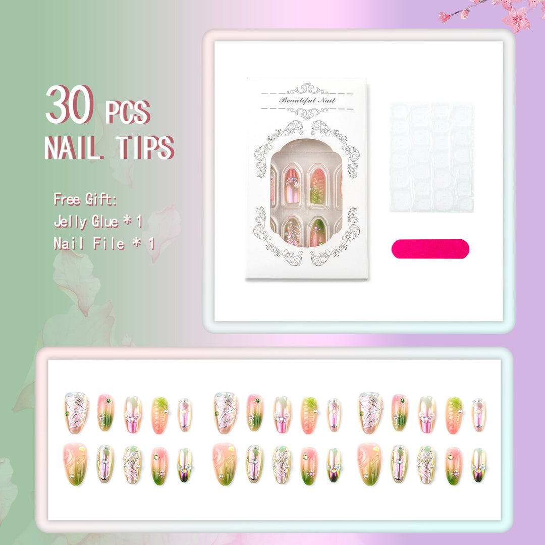Artistic Floral Press-On Nail Design