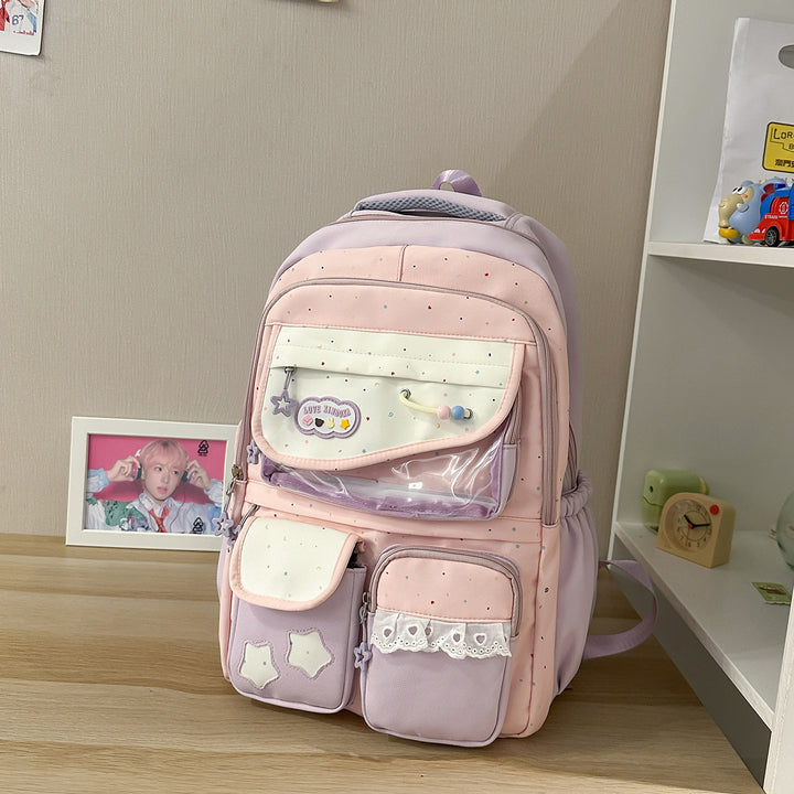Multi-Pocket Casual Backpack with Transparent Window Stornfield