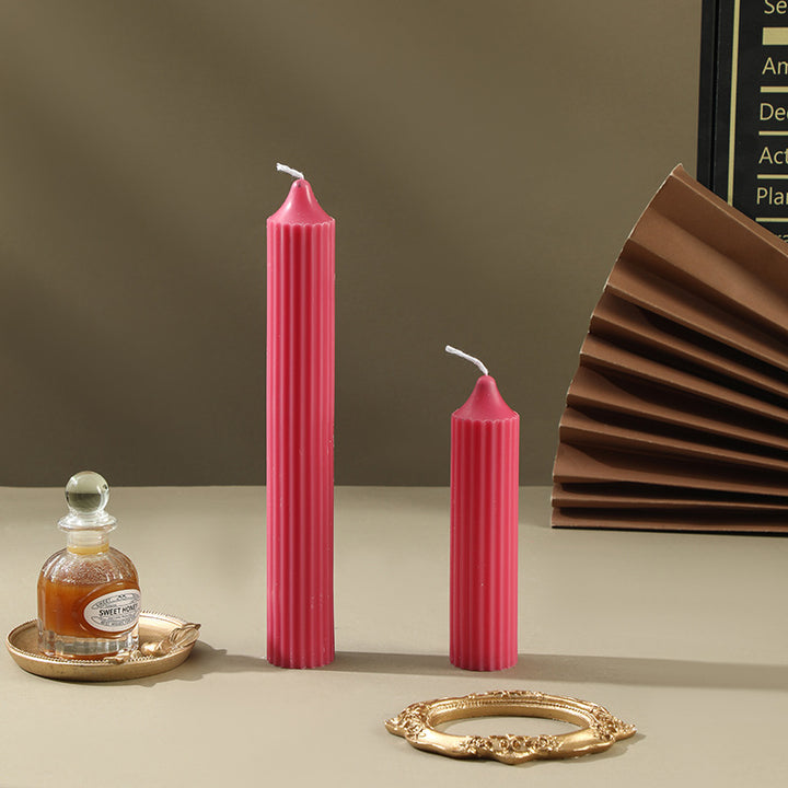 Ribbed Sculptural Column Candle Set