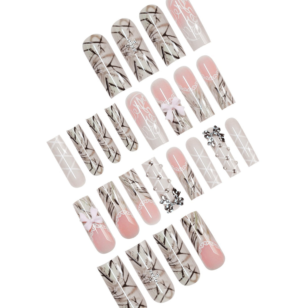 Decorative Long Press-On Nails Stornfield