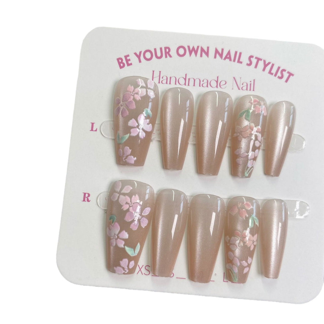 Elegant Floral Acrylic Press-On Nail Set