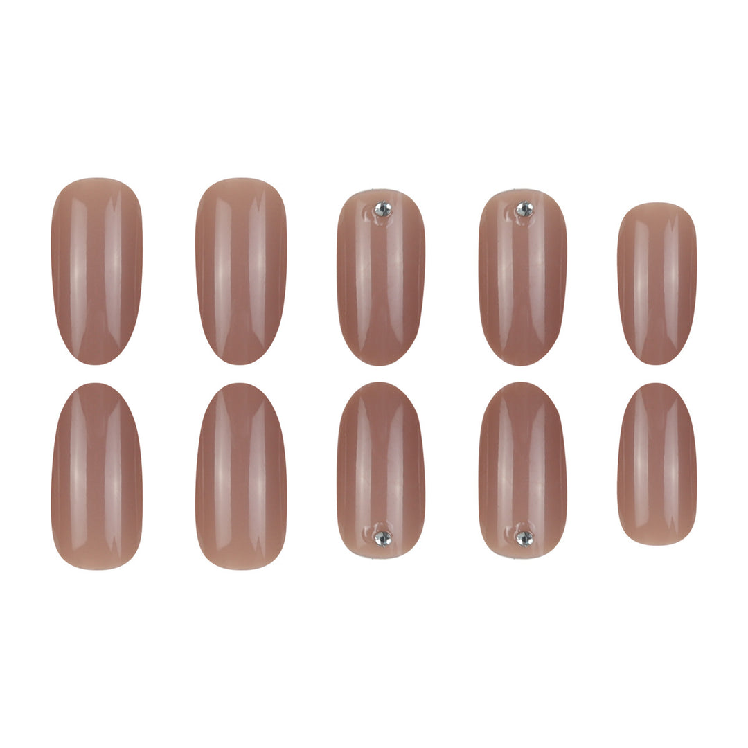 Elegant Almond-Shaped Press-On Nails with Rhinestone Accents Stornfield