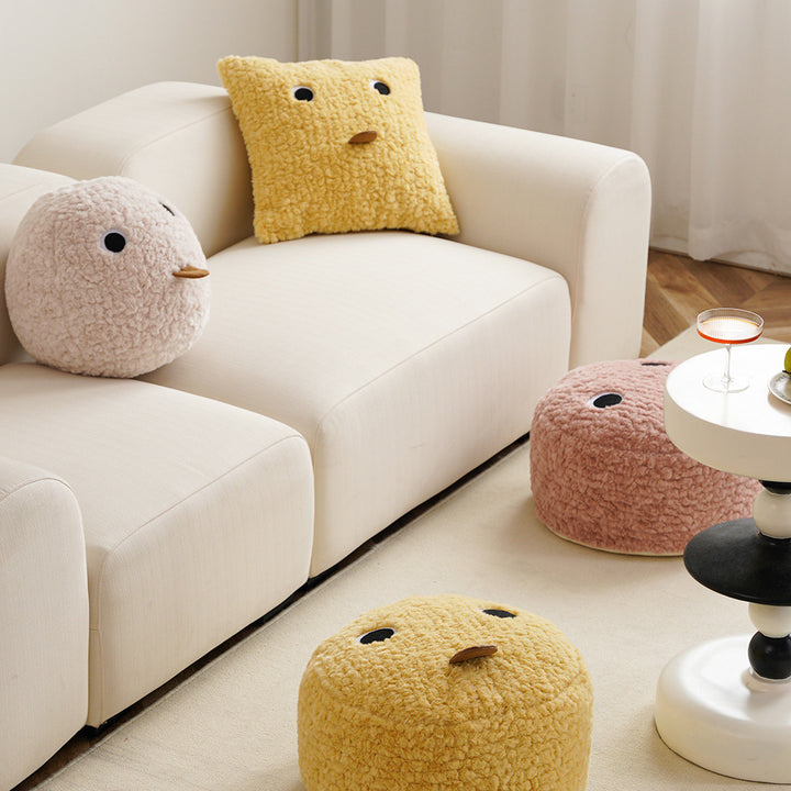 beef sitting pouf with EPP foam balls filling and removable cover