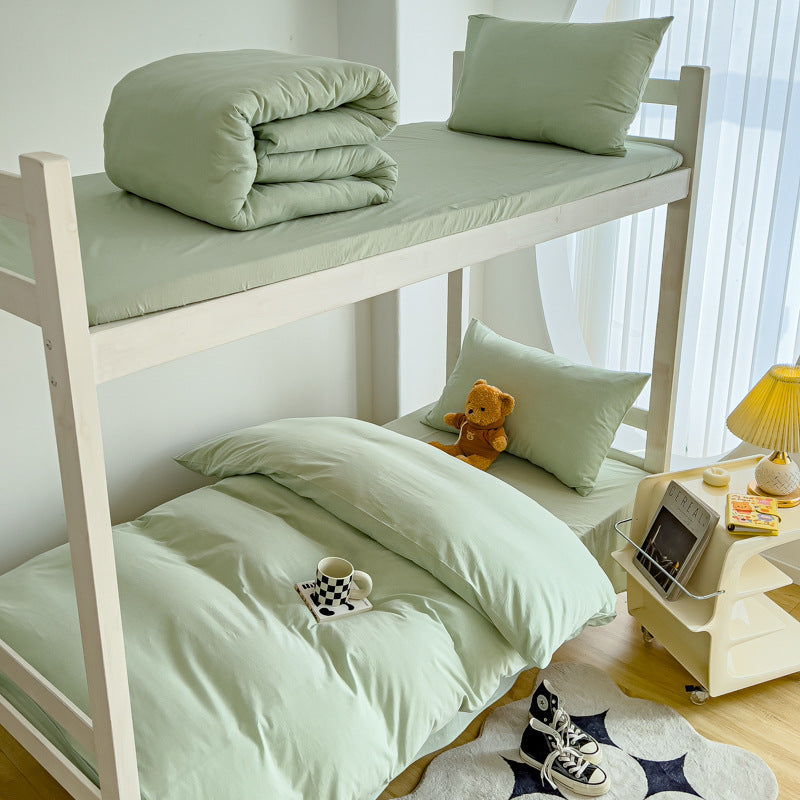 Lightweight Cotton Bunk-Bed Bedding Set with Duvet Cover Pillowcase and Fitted Sheet