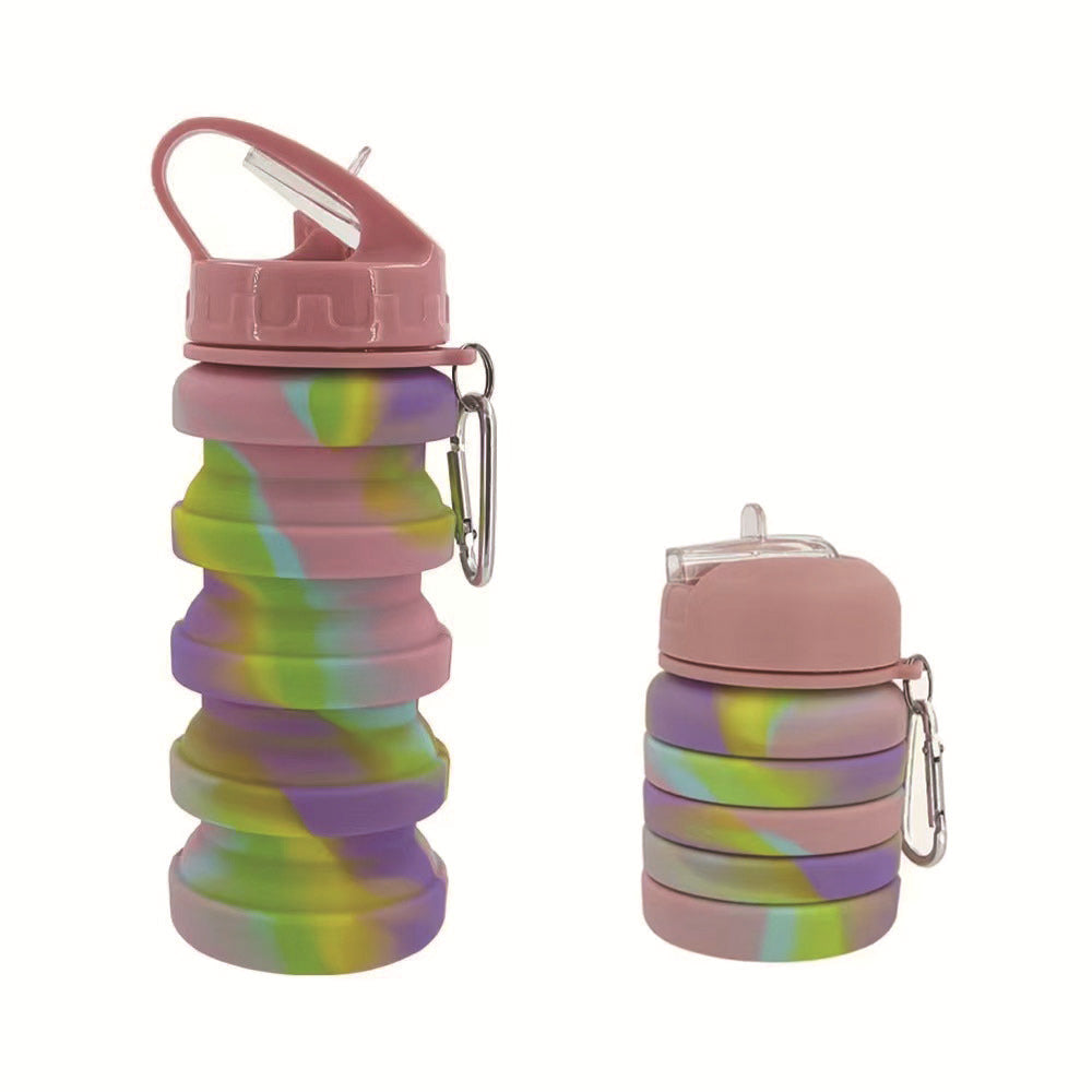 Women's foldable silicone drinking bottle with carabiner Stornfield