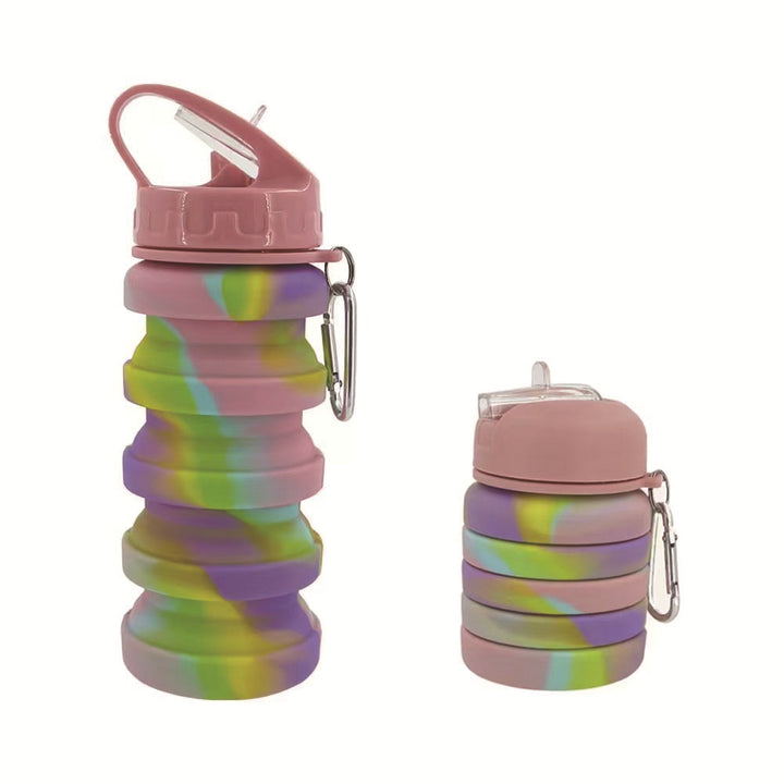 Women's foldable silicone drinking bottle with carabiner Stornfield