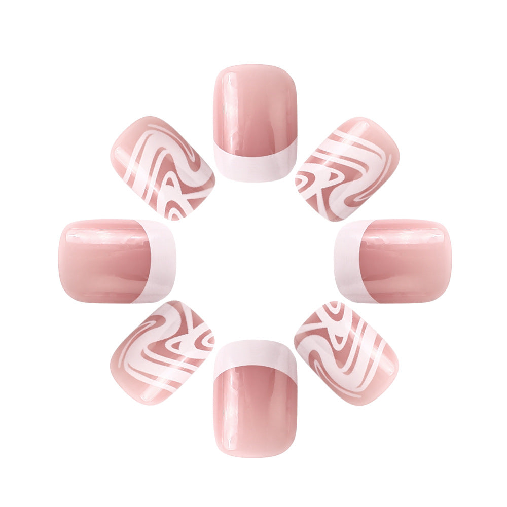 Artistic Press-On Nail Set with Marble and Textured Design Stornfield