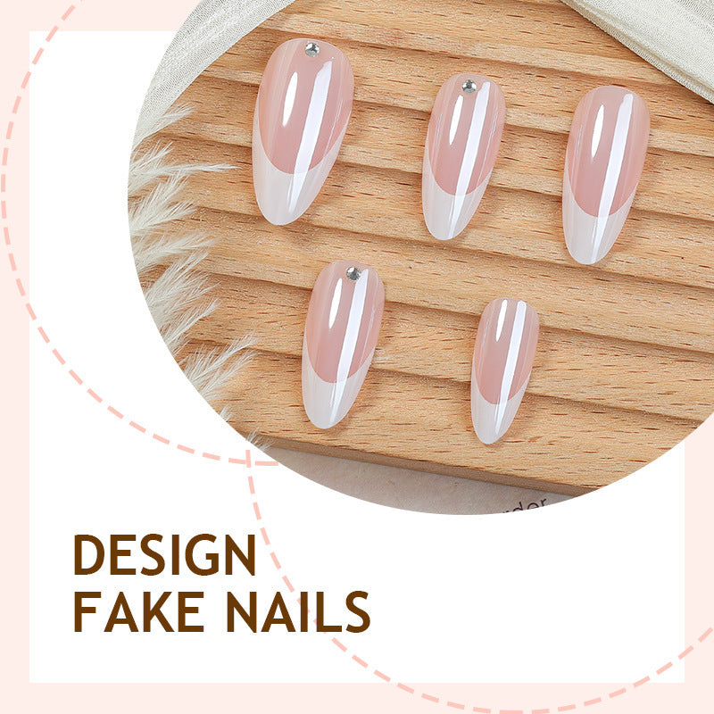 Artificial nail set with elegant French tips and glitter accents Stornfield