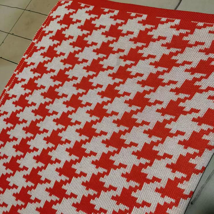Houndstooth Knit Throw Blanket