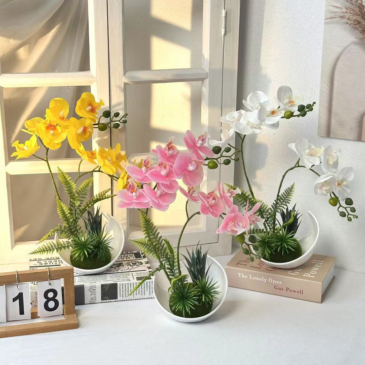 Lifelike Orchid Plant Arrangement for Indoor Display