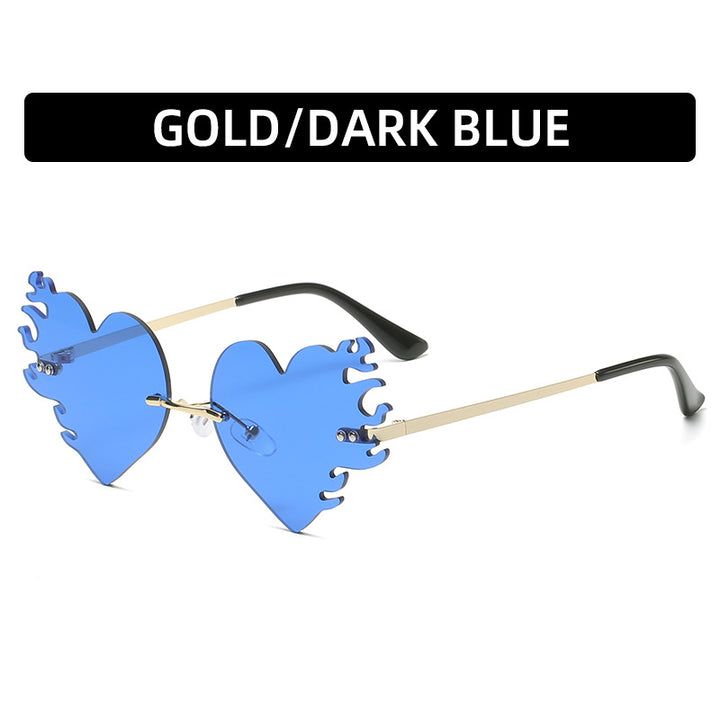 Heart-Shaped Flame Detail Sunglasses