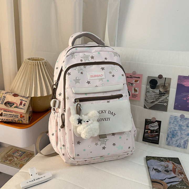 Multi-Pocket Backpack with Plush Charm Stornfield