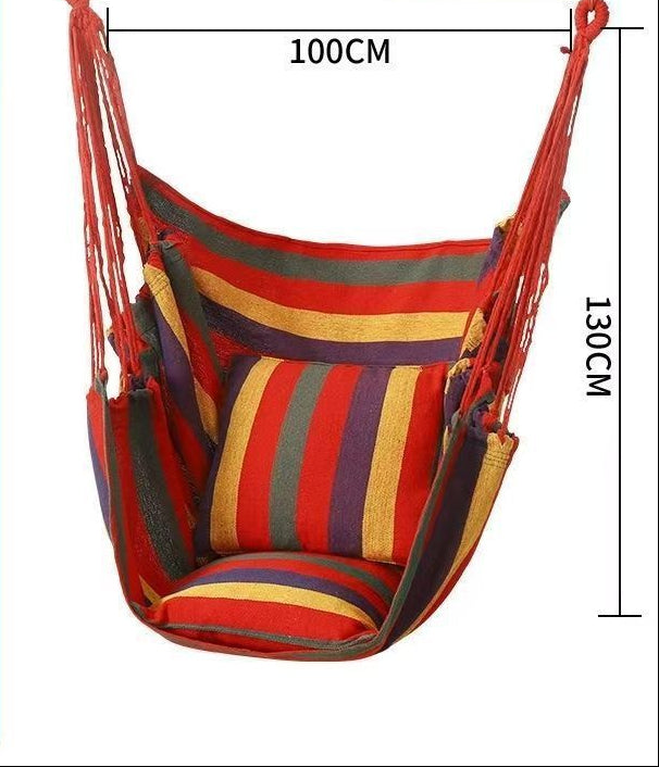 Hanging hammock chair with reinforced cotton canvas and integrated arm pockets Stornfield