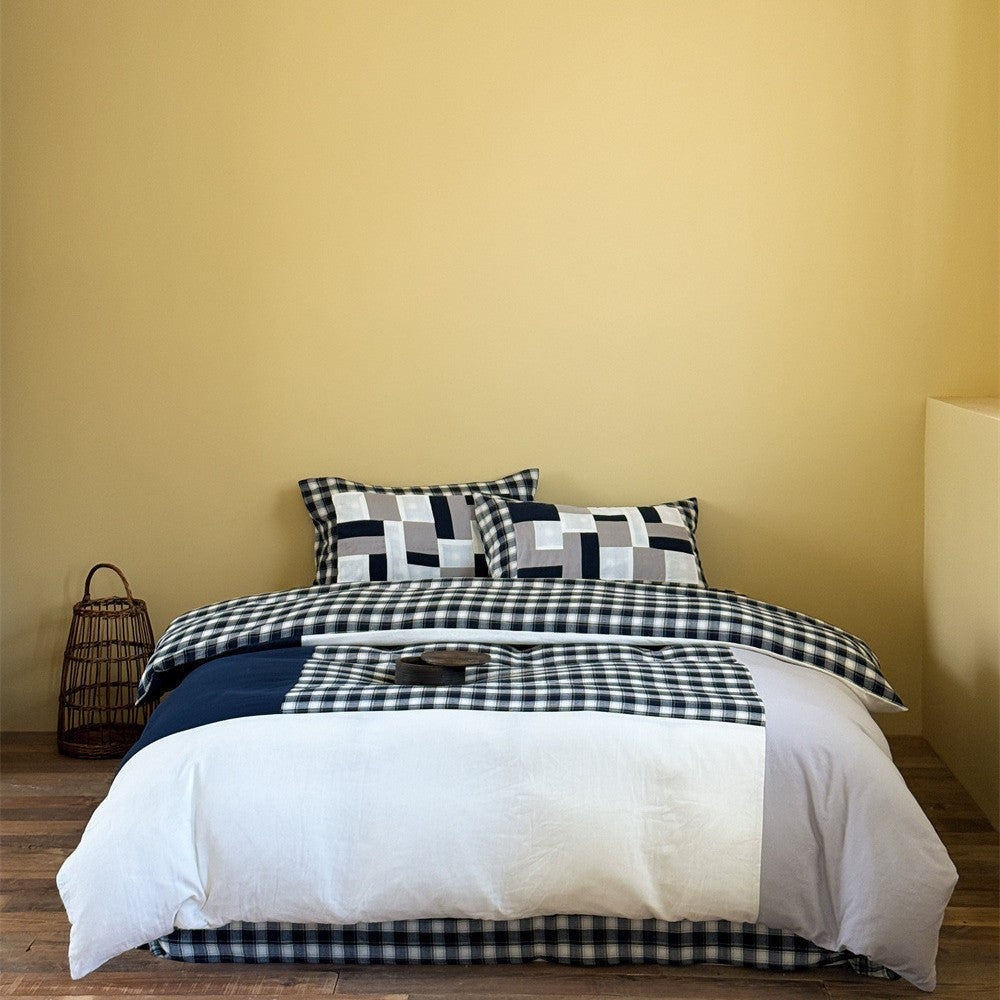 Patchwork bed linen set made of high-quality cotton with Vichy check and reversible function