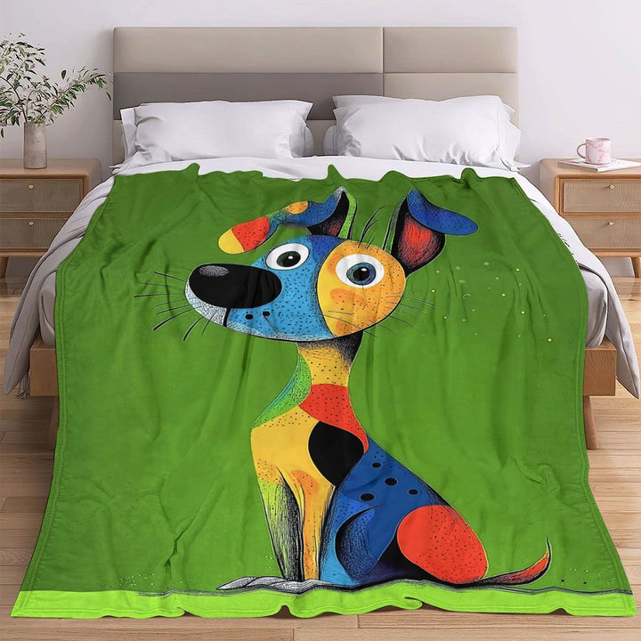 Whimsical Dog-Themed Fleece Blanket