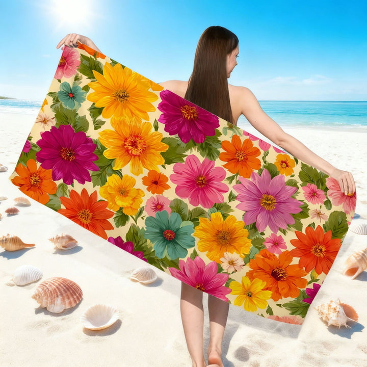 Beach towel with colorful floral pattern Stornfield