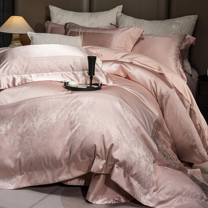 Silk-Blend Jacquard Sateen Duvet Cover Ensemble with Decorative Oxford Shams