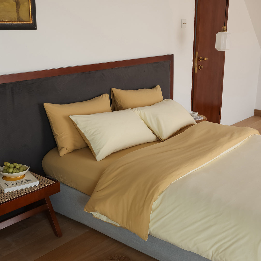 Stonewashed Cotton Duvet Cover & Oversized Comforter