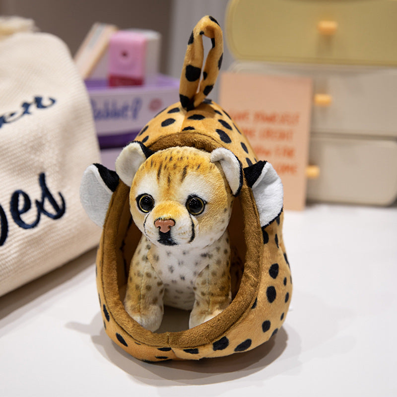 Plush Tiger Peekaboo Nest Comforter Toy with Hooded Pocket and Removable Cub Stornfield