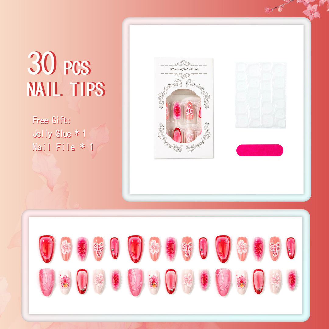 Artistic Floral Pattern Press-On Nails