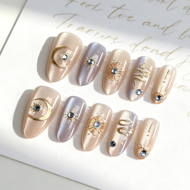 Celestial-Inspired Press-On Nail Art Set Stornfield