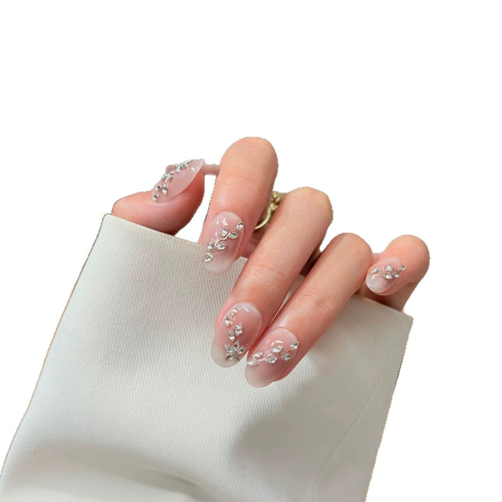 Elegant Rhinestone-Embellished Press-On Nail Set Stornfield